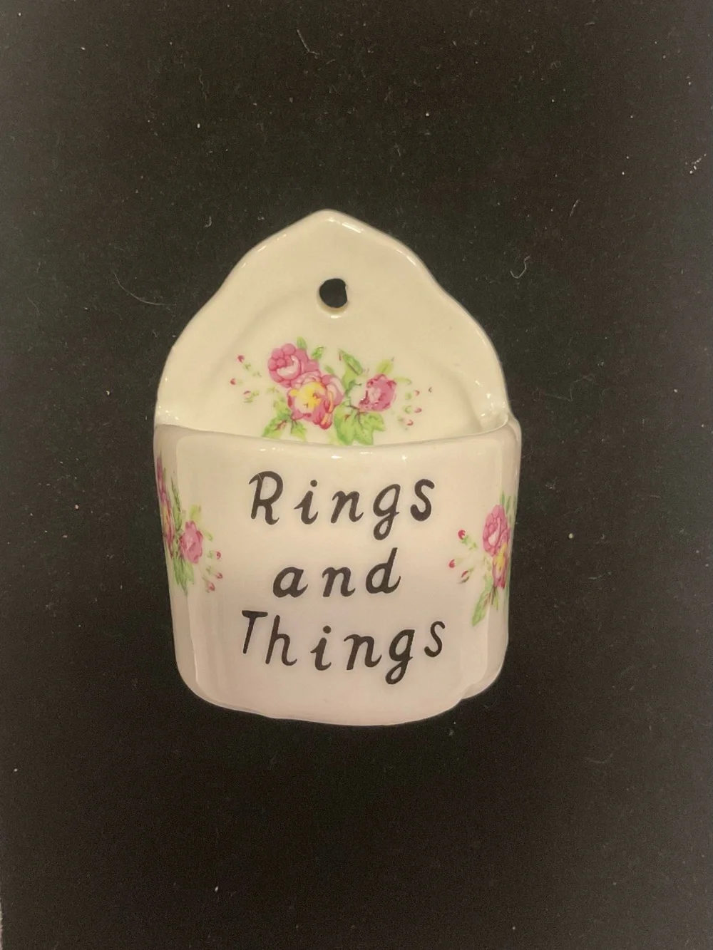 Vintage Rings and Things Ceramic Wall Pocket